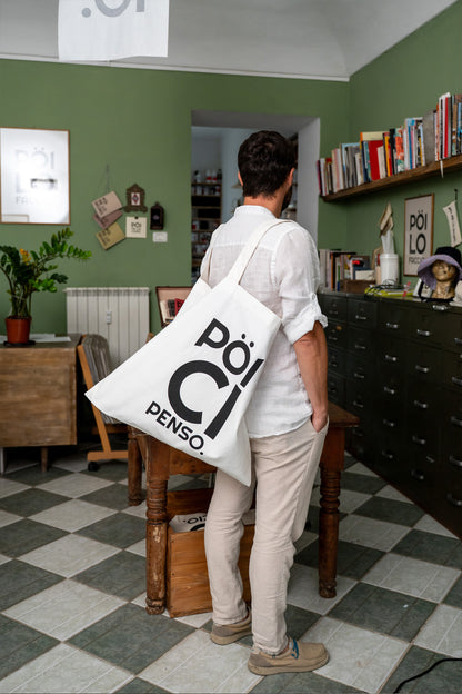 SHOPPER - PÖI CI PENSO in cotone bianco
