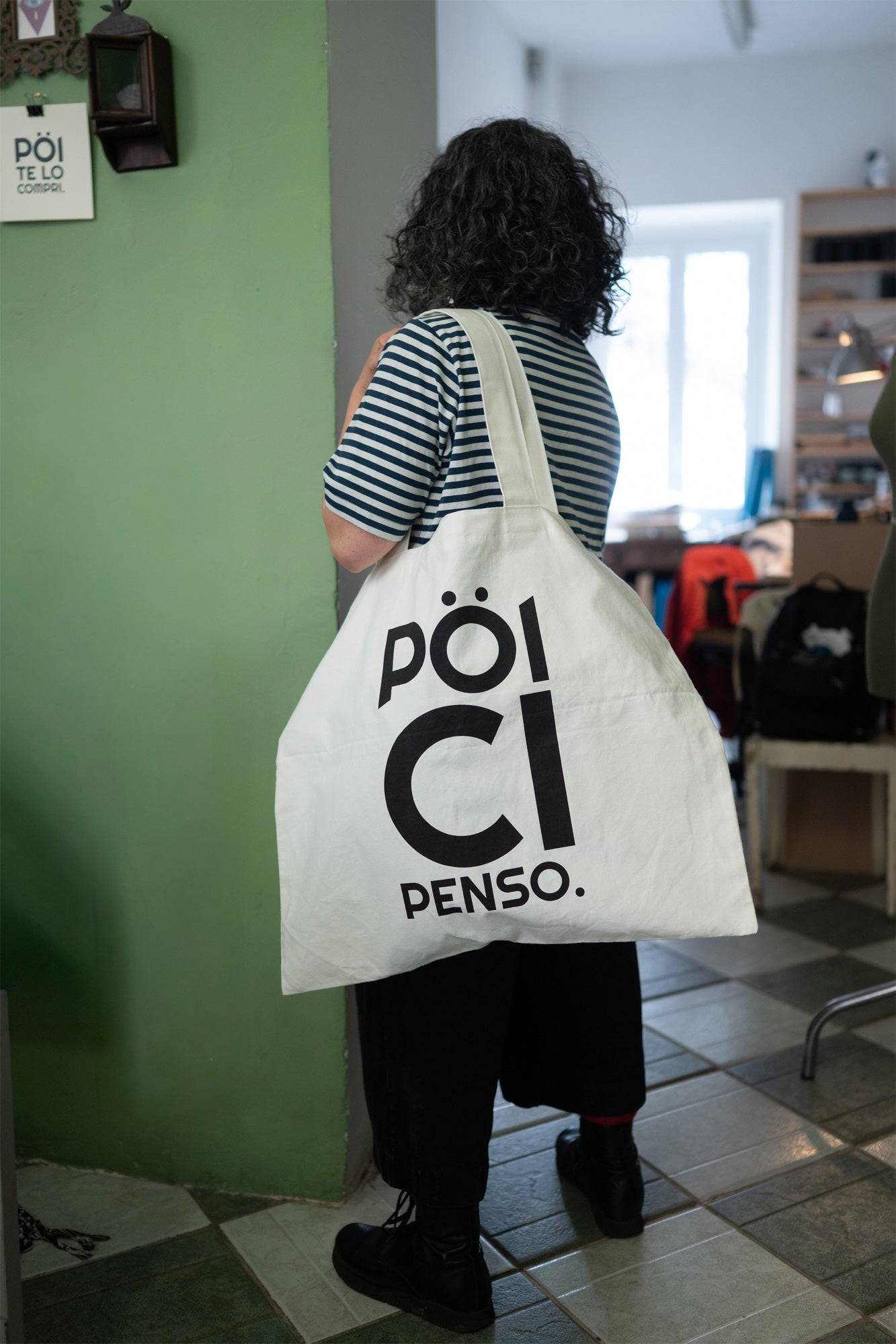 SHOPPER - PÖI CI PENSO in cotone bianco