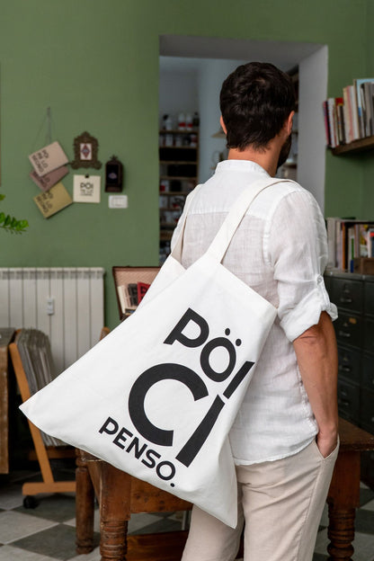 BORSA - PÖI CI PENSO in cotone bianco