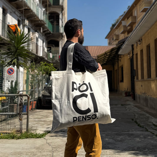 SHOPPER - PÖI CI PENSO in cotone bianco